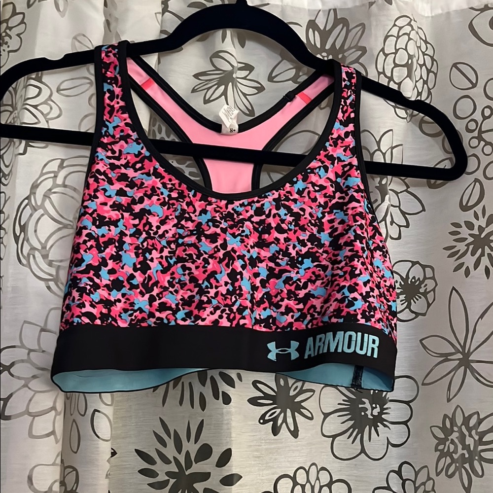 Under Armour Pink and Blue Sports Bra, L